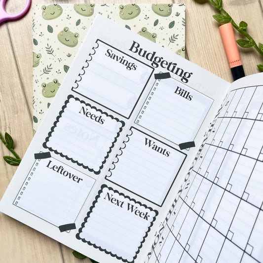 Green Froggy Planner - Budgeting Notebook - 6 Month Planning Weekly
