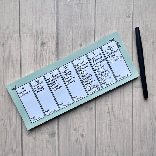 Little Leaf Productivity Weekly Notepad - Weekly Planner Notepad - Cozy Stationary