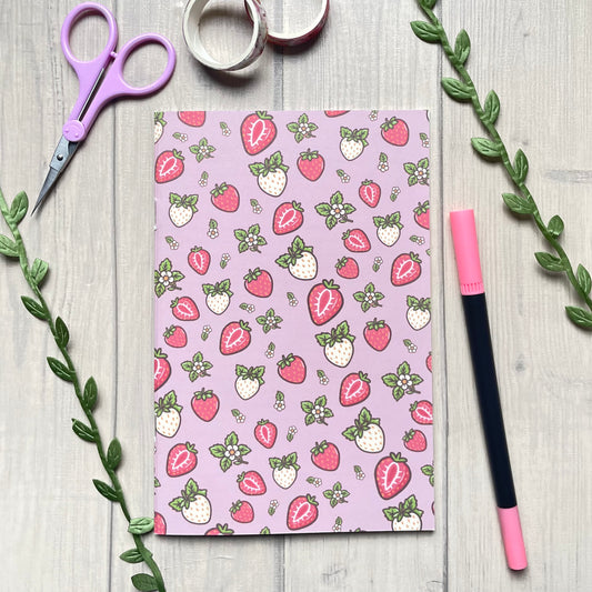Strawberry Bunny Note Taking Booklet - Strawberry Journal - Cute Notebook
