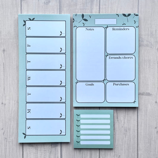 Little Leaf Productivity Notepad Set - Weekly Planning Notepad - Task Planning Stationary