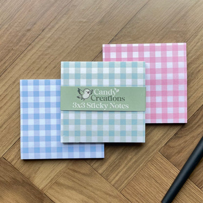 Plaid Sticky Notes (set of 3) - Aesthetic Stationary Set - Cozy stationary