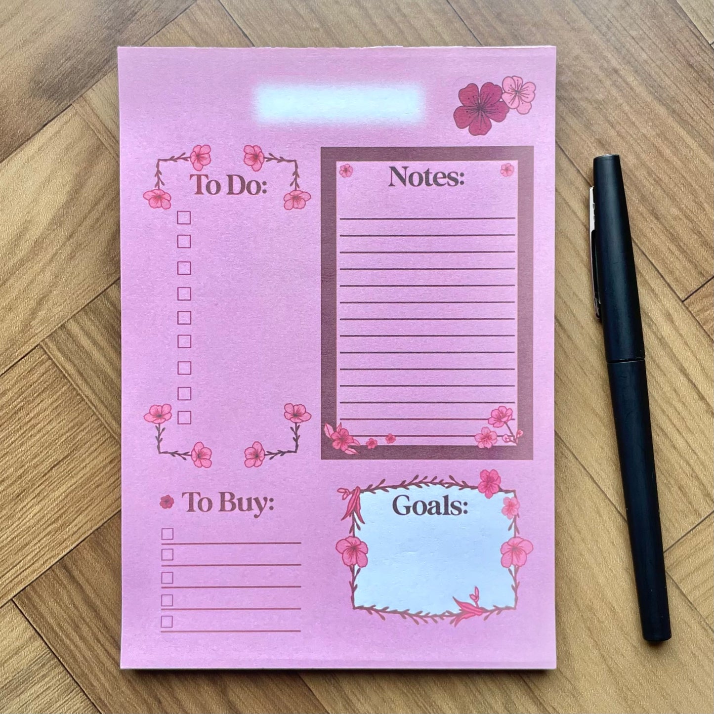 Sakura Productivity Notepad - Blossom Planner Notepad - Cozy Stationary