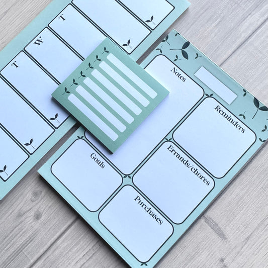 Little Leaf Productivity Notepad Set - Weekly Planning Notepad - Task Planning Stationary