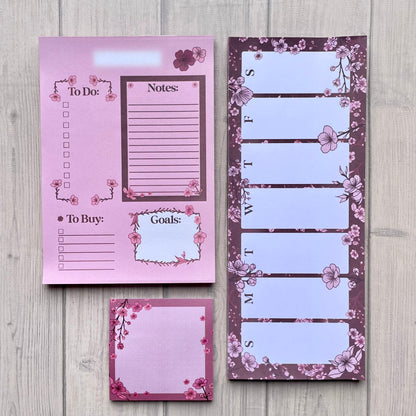 Sakura Productivity Notepad Set - Weekly Planning Notepad - Task Planning Stationary