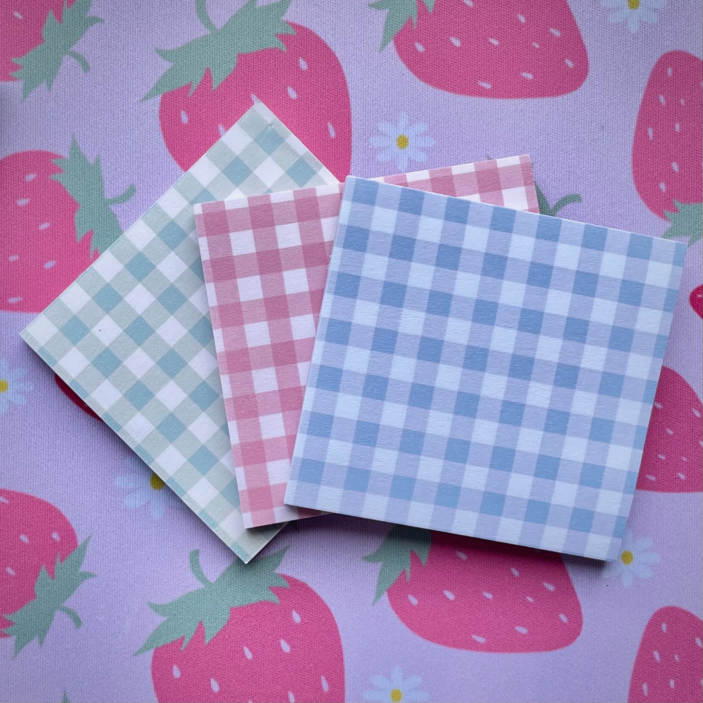 Plaid Sticky Notes (set of 3) - Aesthetic Stationary Set - Cozy stationary
