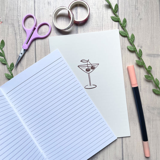 Cherry Drink Note Taking Booklet - Cute Simple Notebook - Cherry Journal