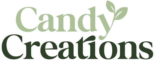 Logo of Candy Creations with a leaf symbol clear background